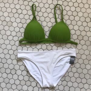 green and white bikini set